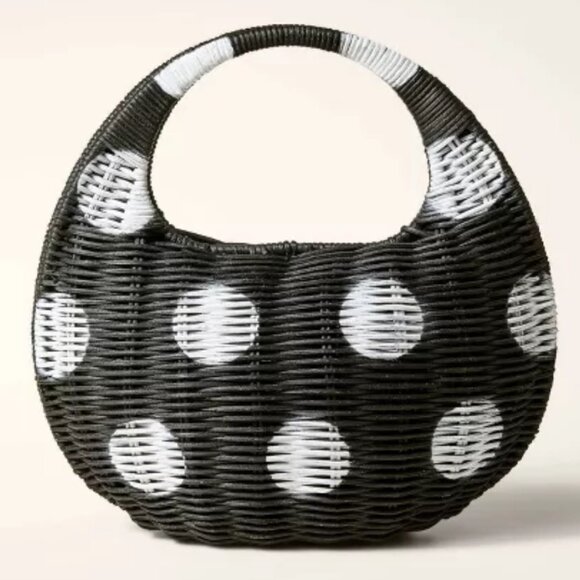 Kate Spade New York X Target Polka Dot Wicker Crescent Bag Black White In hand! - Picture 3 of 6